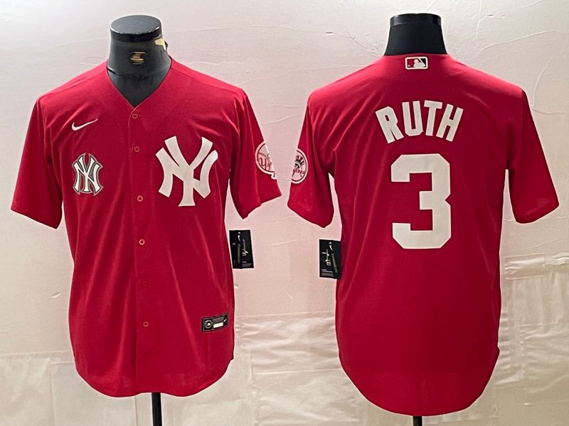 Men New York Yankees #3 Ruth Red joint name Nike 2024 MLB Jersey style 2